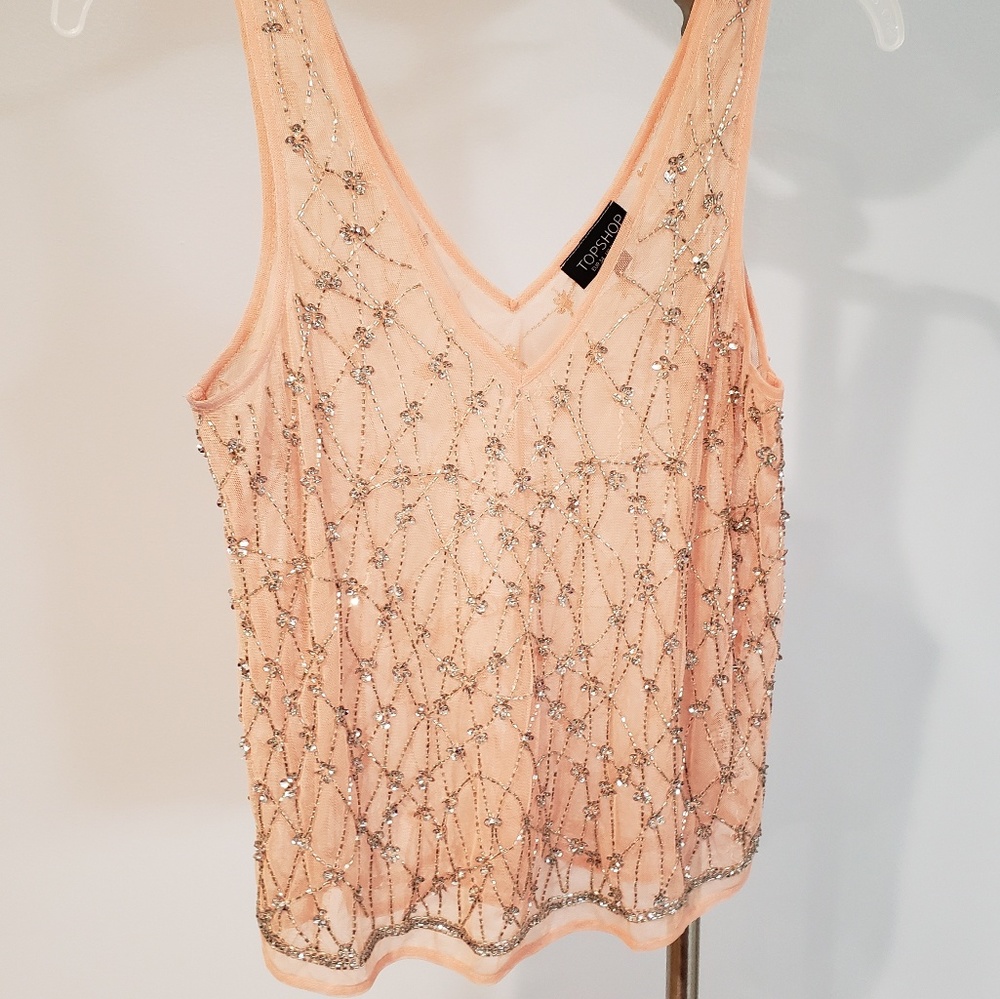 Topshop embellished sheer blouse